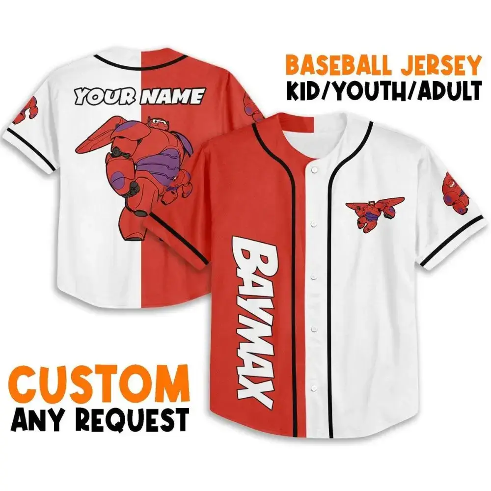 Custom Baymax Baseball Jersey - Personalized Name - Kid/Youth/Adult Sizes - Unique Design Image