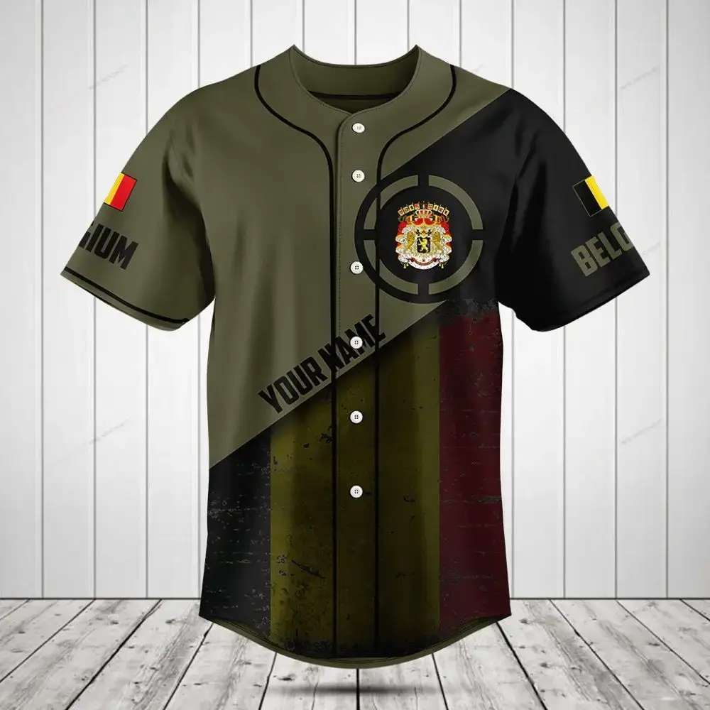 Custom Belgium Baseball Jersey - Personalized Name & Flag Design - Stylish & Unique Sportswear Image