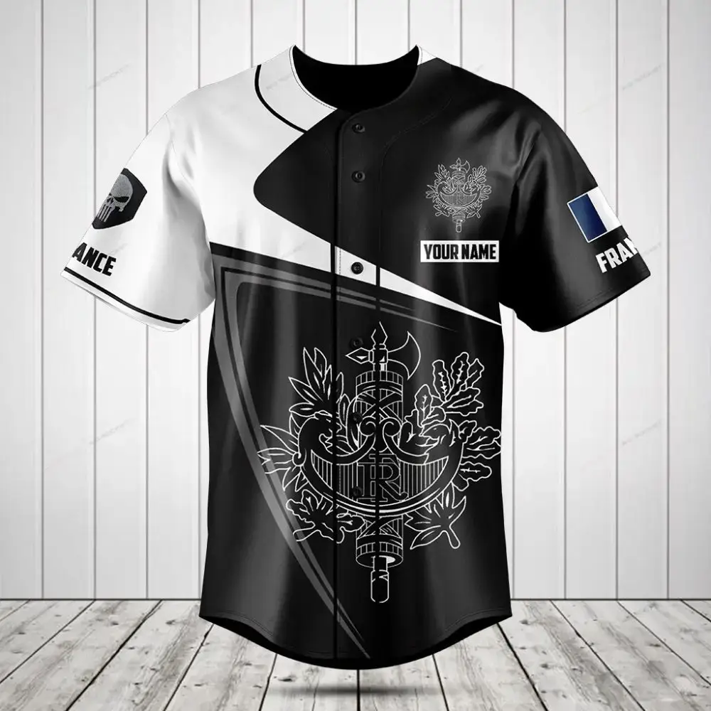 Custom Black & White Baseball Jersey – Personalized Name, Stylish Graphic Design Image