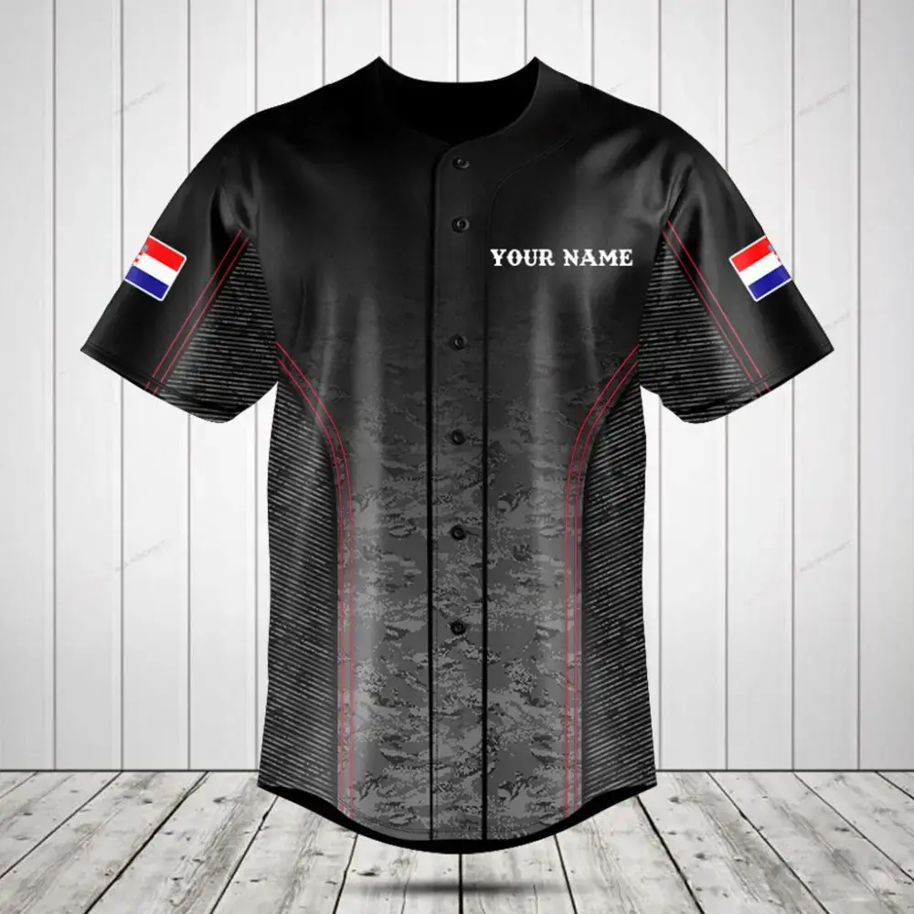 Custom Black Baseball Jersey – Personalized Name & Flag Patch, Premium Quality Image