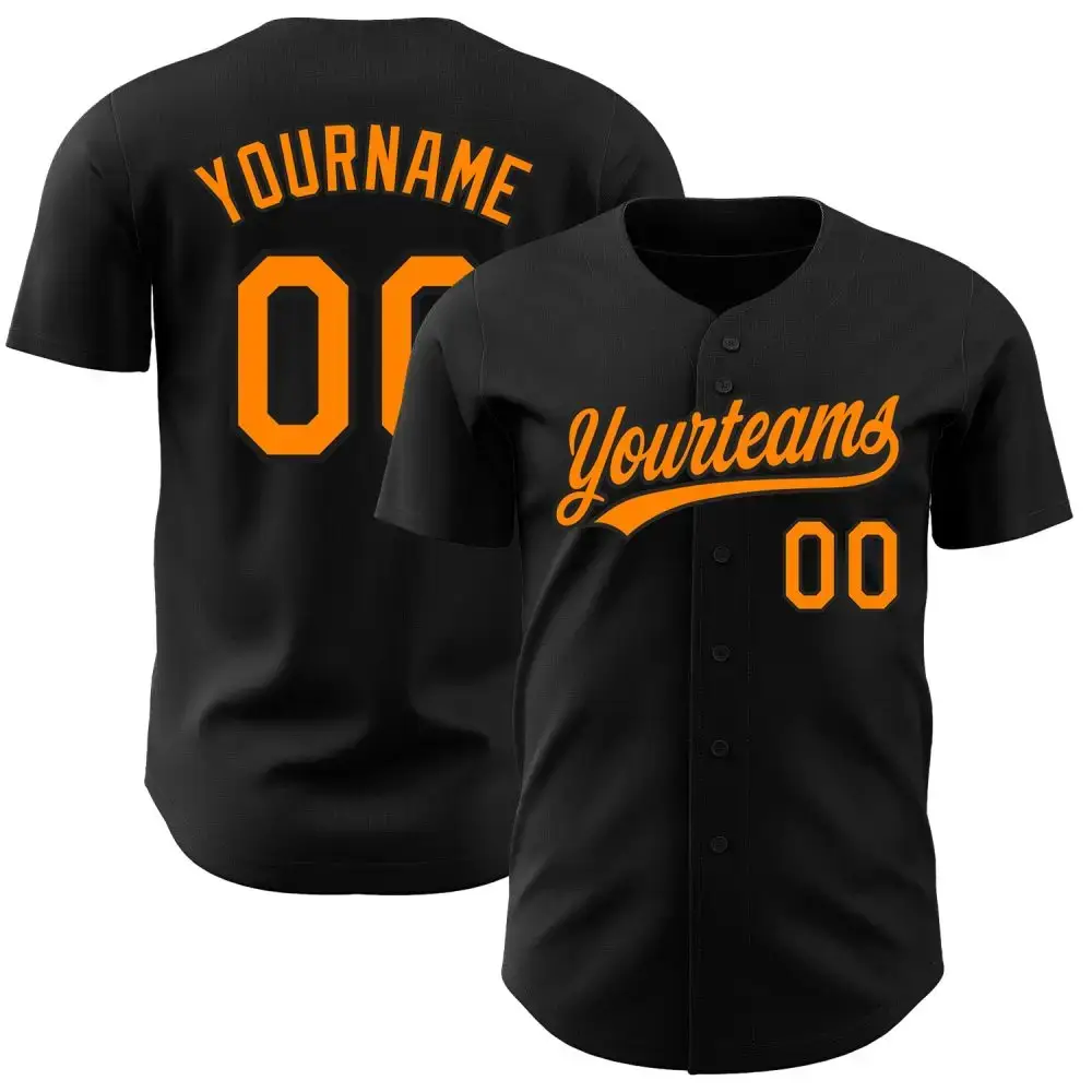 Custom Black Bay Orange Authentic Baseball Jersey Image