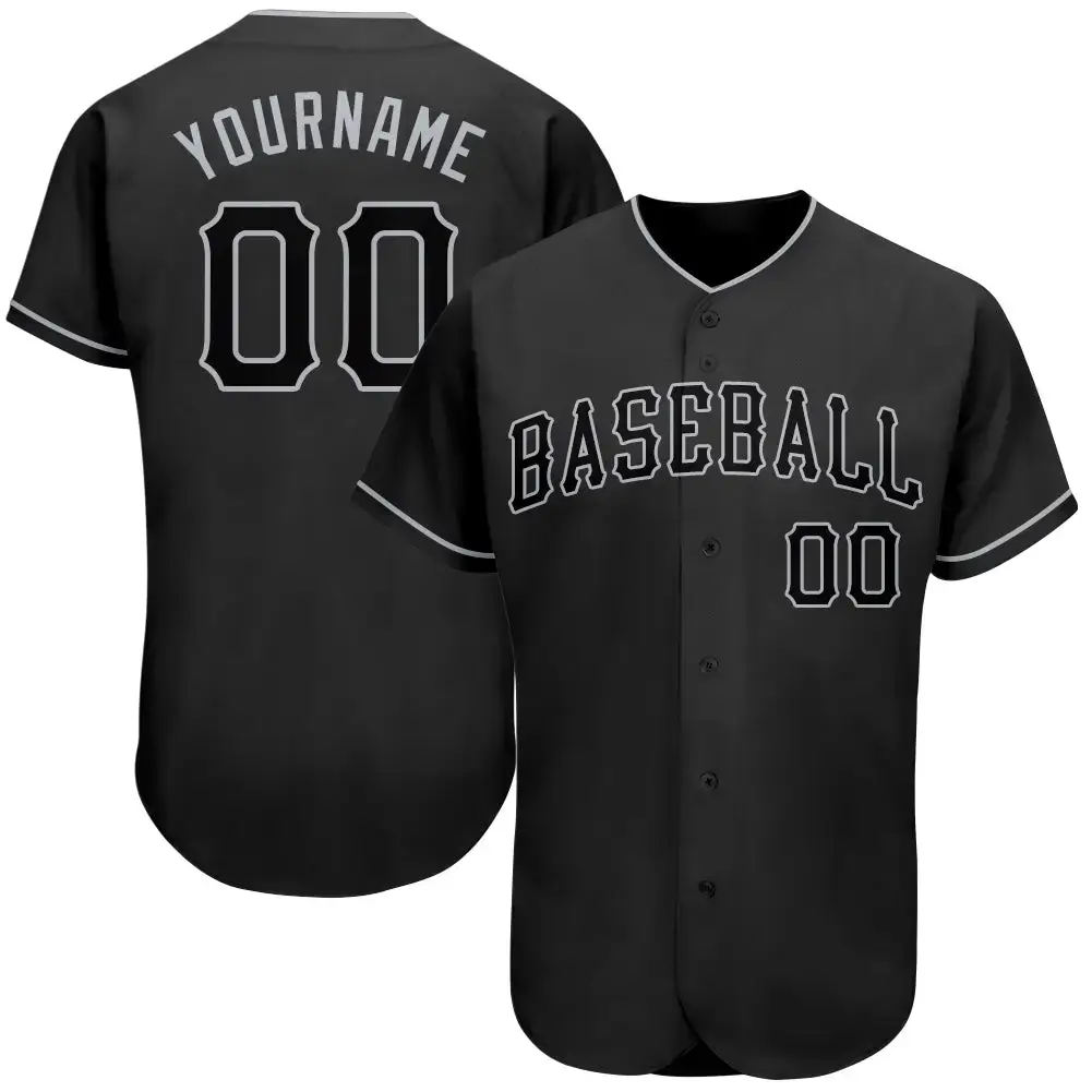 Custom Black Black-Gray Authentic Baseball Jersey Image