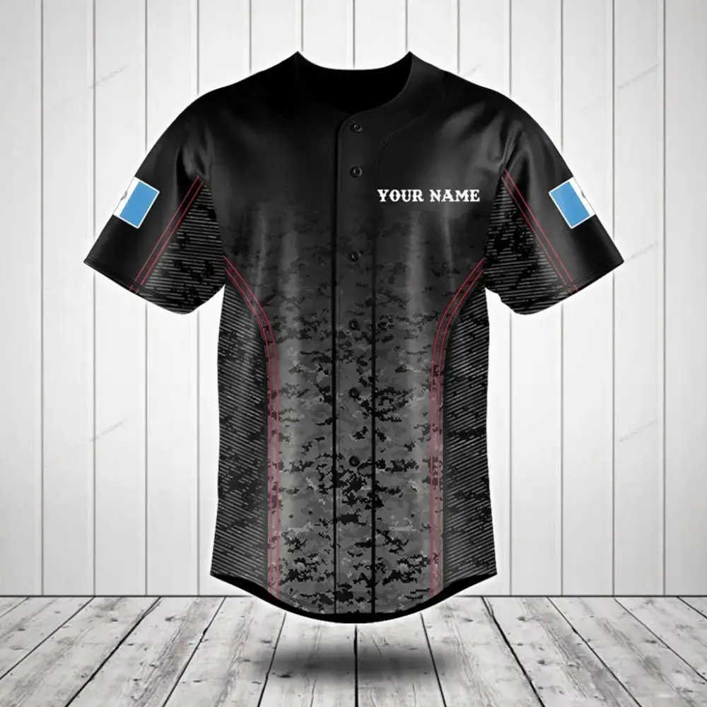 Custom Black Camo Baseball Jersey - Personalize With Your Name - Stylish Athletic Teamwear Image