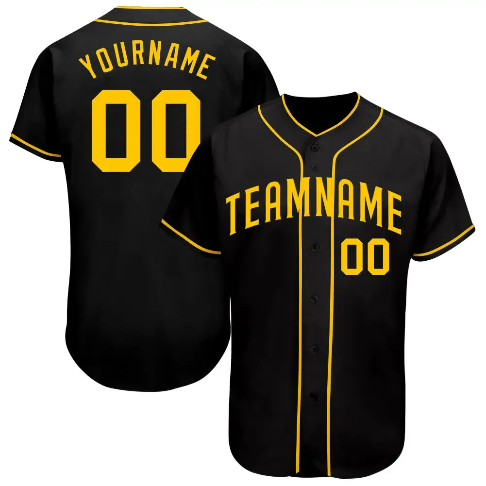 Custom Black Gold Authentic Baseball Jersey Image