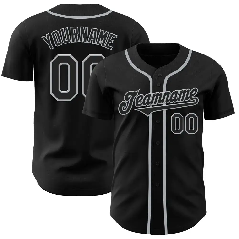 Custom Black Gray Authentic Baseball Jersey Image