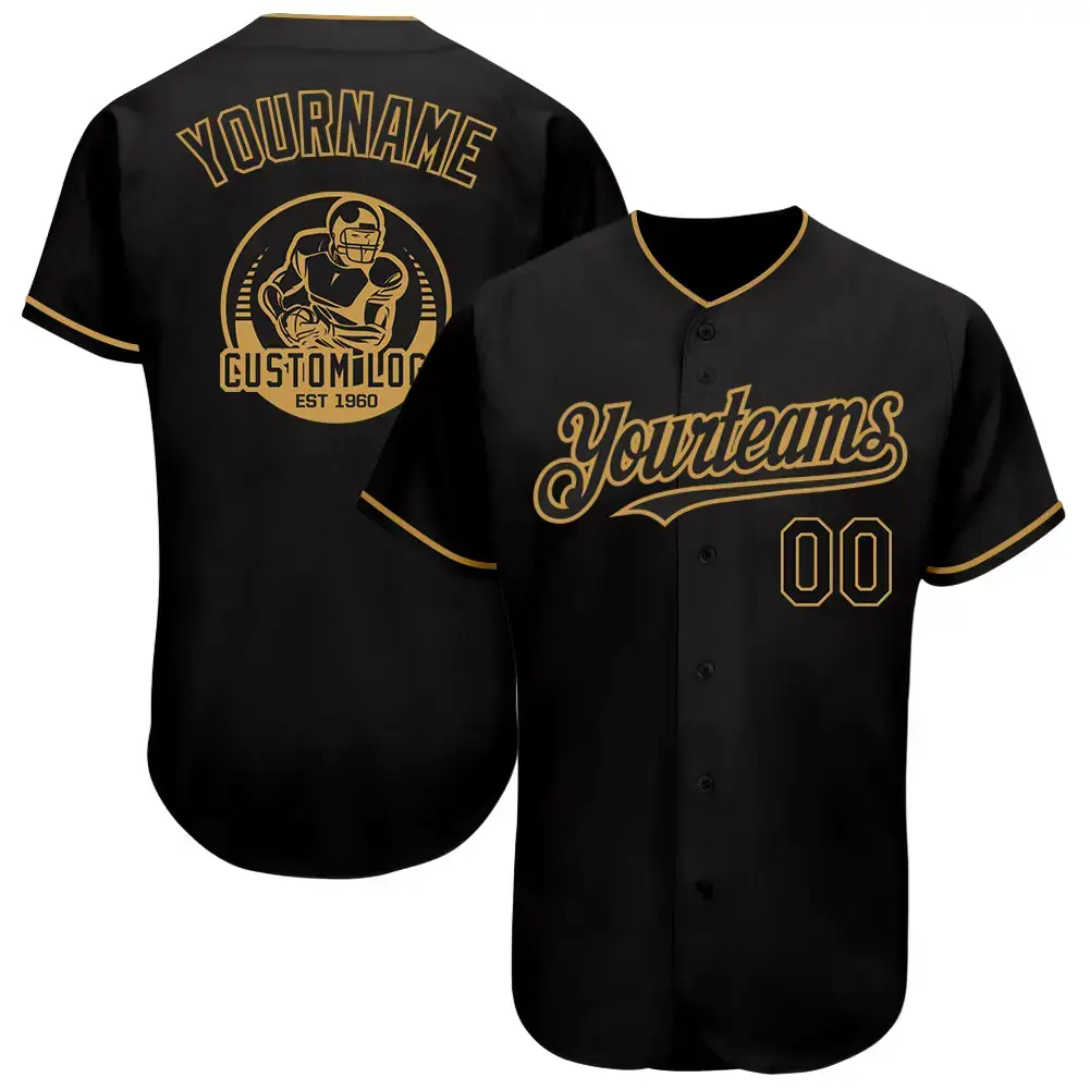 Custom Black Old Gold Authentic Baseball Jersey Image