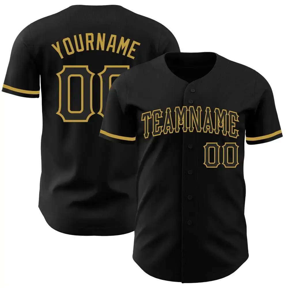 Custom Black Old Gold Authentic Baseball Jersey Image