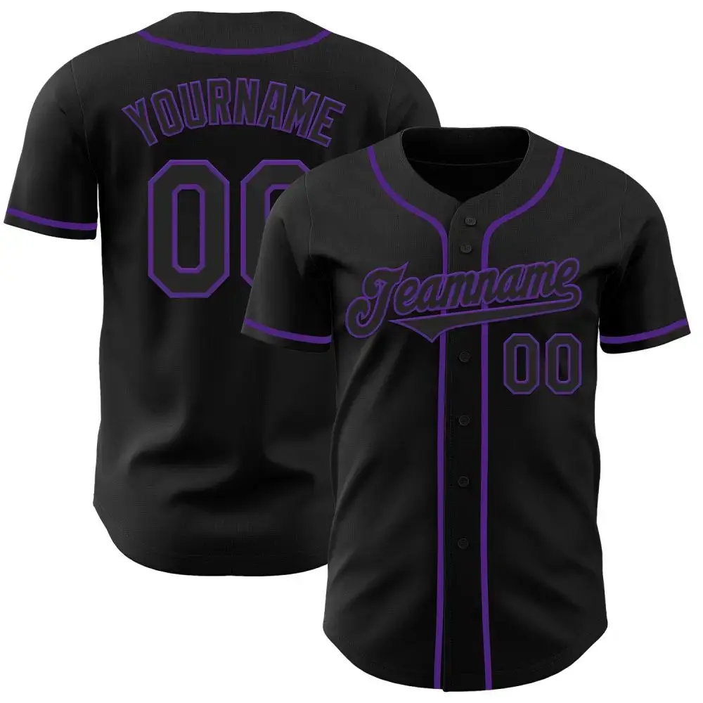 Custom Black Purple Authentic Baseball Jersey Image