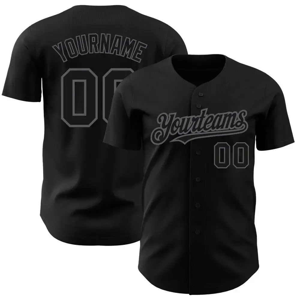 Custom Black Steel Gray Authentic Baseball Jersey Image