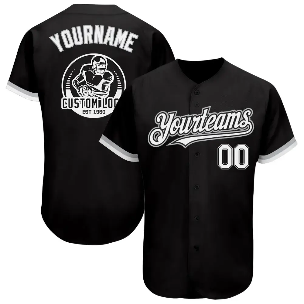 Custom Black White-Gray Authentic Baseball Jersey Image