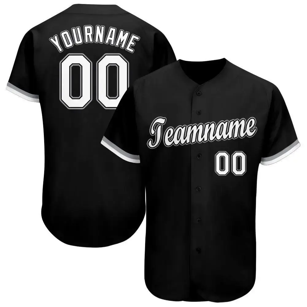 Custom Black White-Gray Baseball Jersey Image