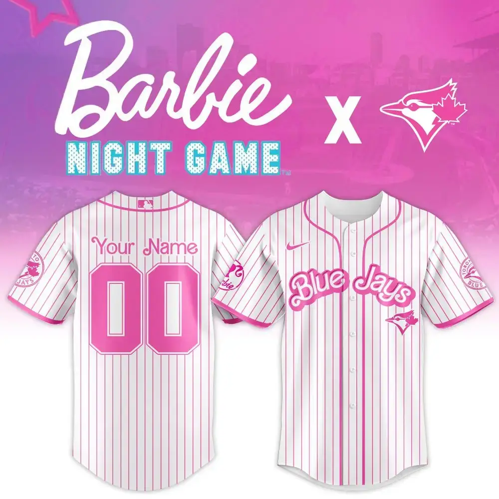 Custom Blue Jays Barbie Night Game Jersey - Pink Stripe Limited Edition Image