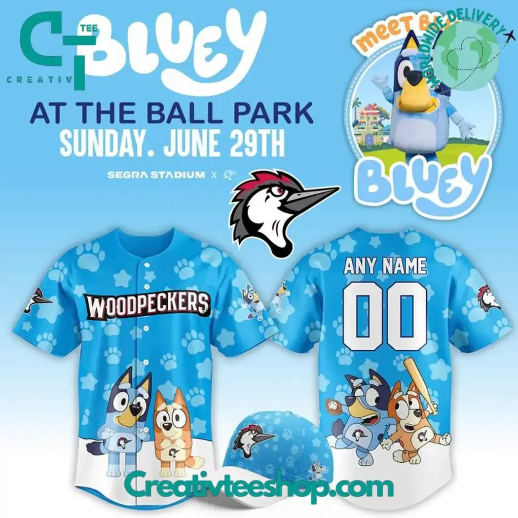 Custom Bluey Baseball Jersey - Meet Bluey At The Ballpark! Perfect For Fans & Kids! Image