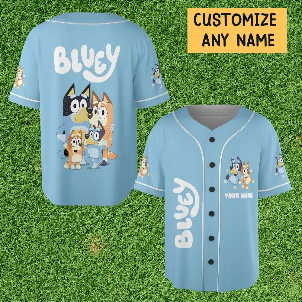 Custom Bluey Baseball Jersey - Personalize With Any Name - Perfect Gift For Kids! Image