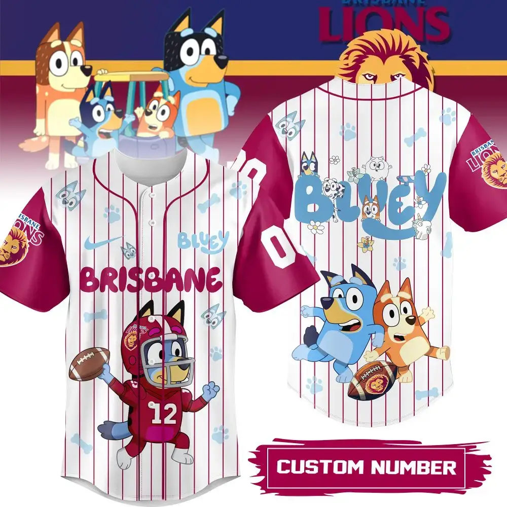Custom Bluey Brisbane Lions Jersey - Kids Personalized Sports Shirt Image