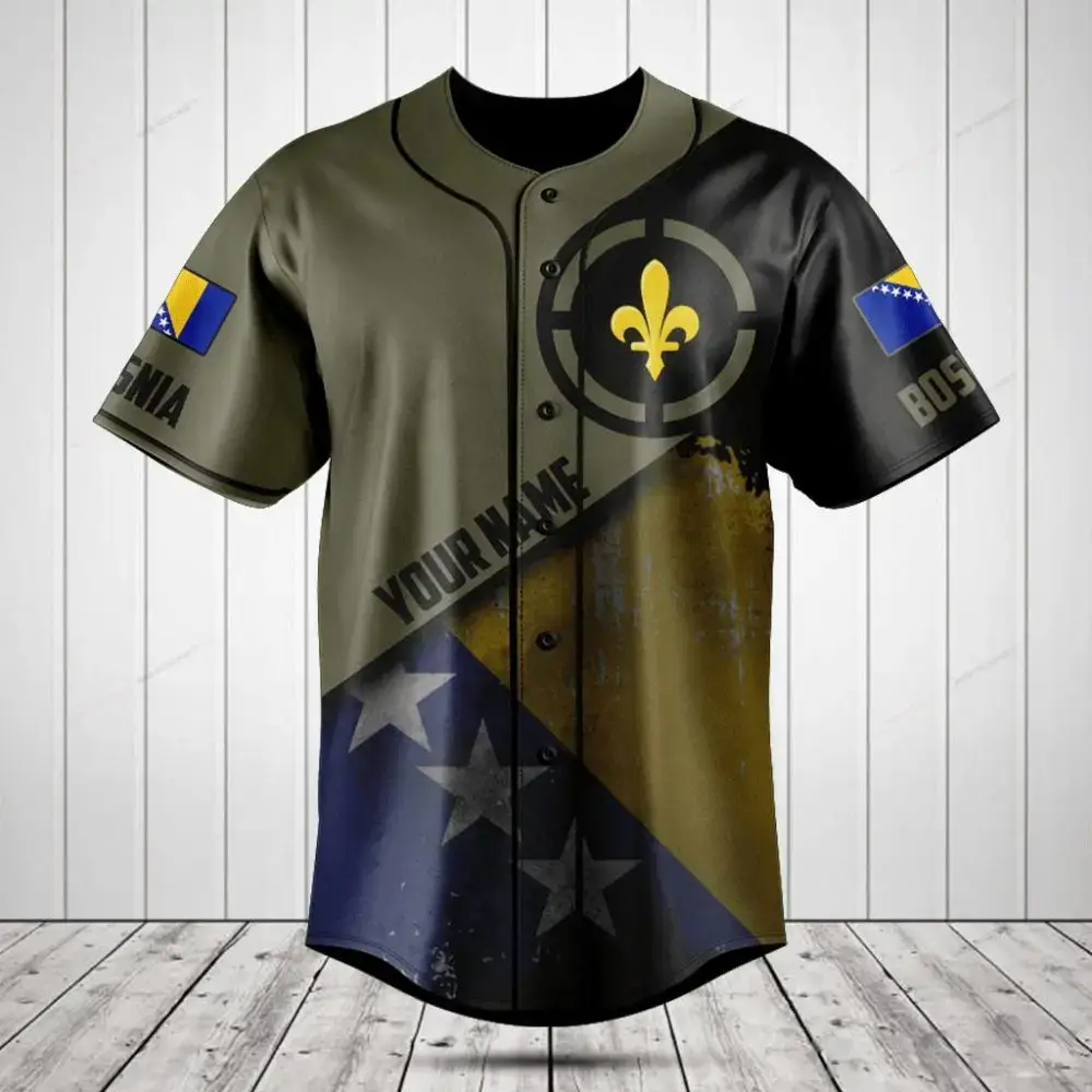 Custom Bosnia Flag Baseball Jersey – Personalized Design, Perfect Gift For Fans! Image