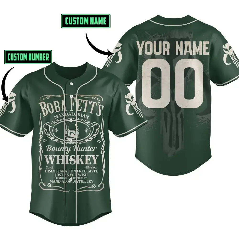 Custom Bounty Hunter Baseball Jersey – Personalize Name & Number – Mandalorian Inspired Image