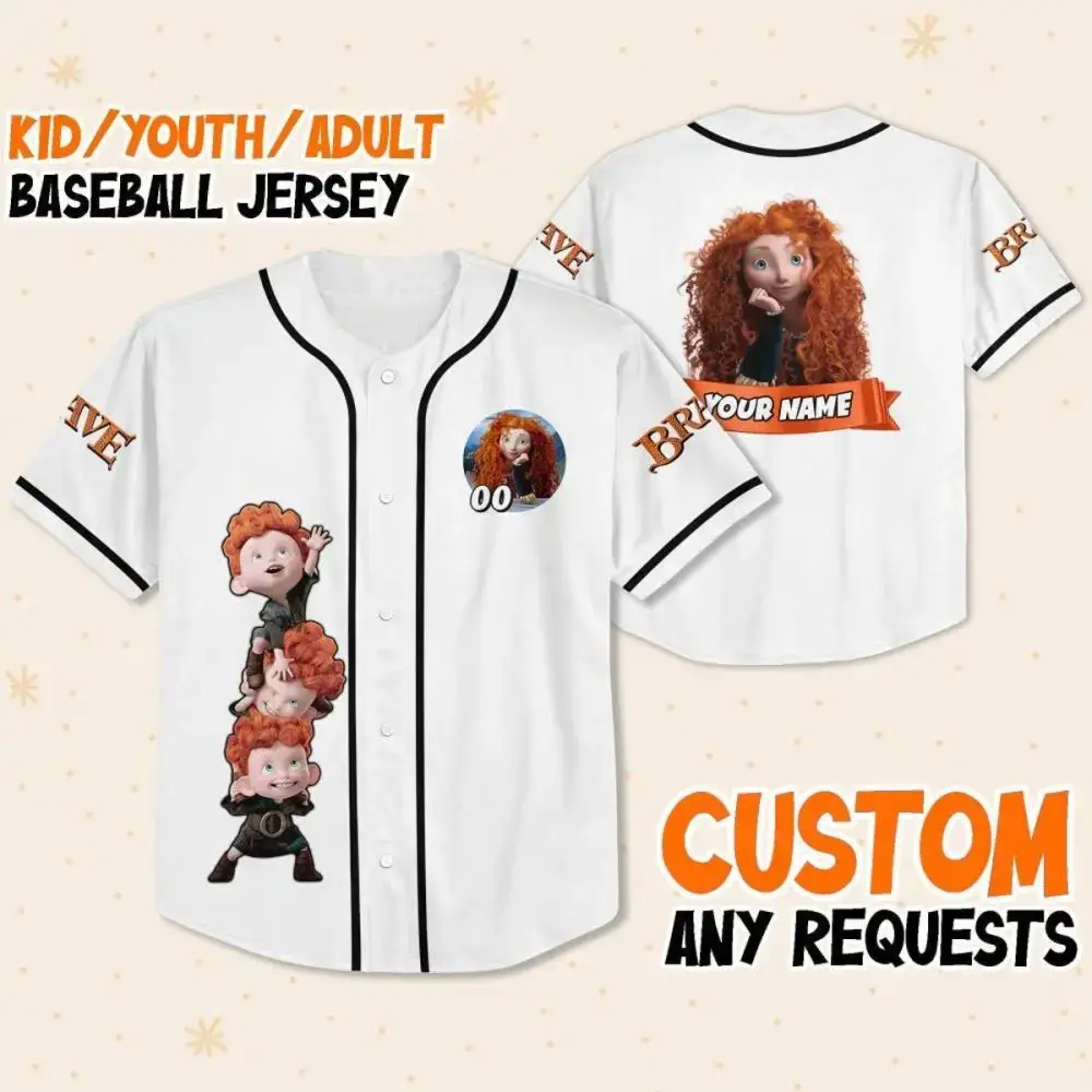 Custom Brave-Themed Baseball Jersey For Kids/Youth/Adults - Personalize With Your Name! Image