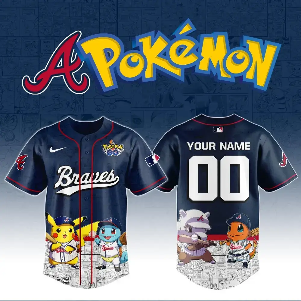 Custom Braves Pokémon Baseball Jersey - Personalized Fan Gear For Pokémon Trainers Image