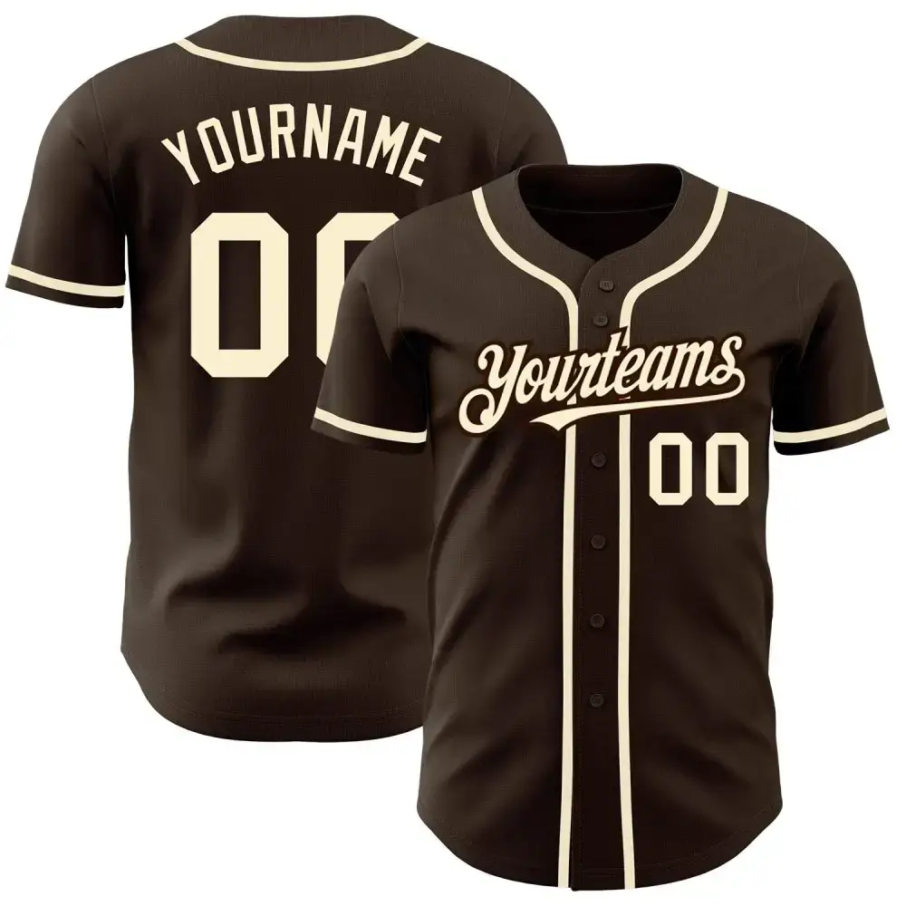 Custom Brown Cream Authentic Baseball Jersey Image