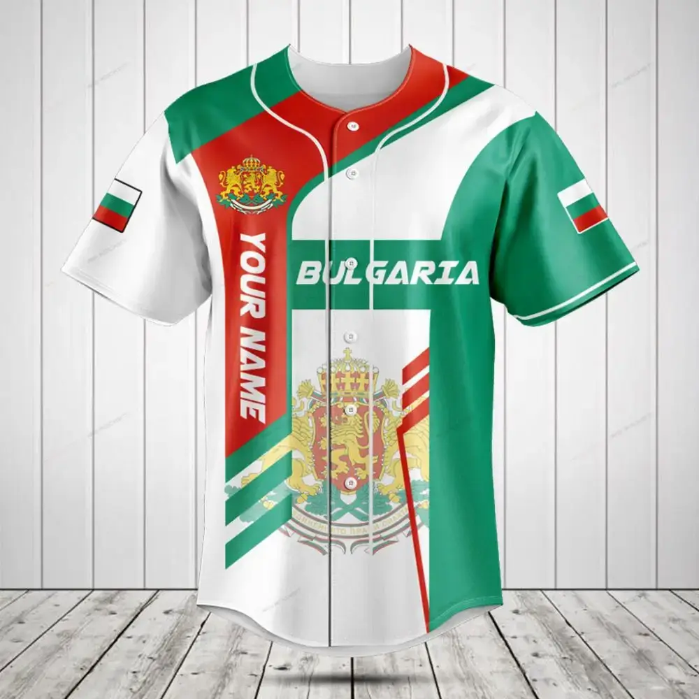 Custom Bulgaria Baseball Jersey - Personalized Name & Flag Design - Perfect Gift! Image