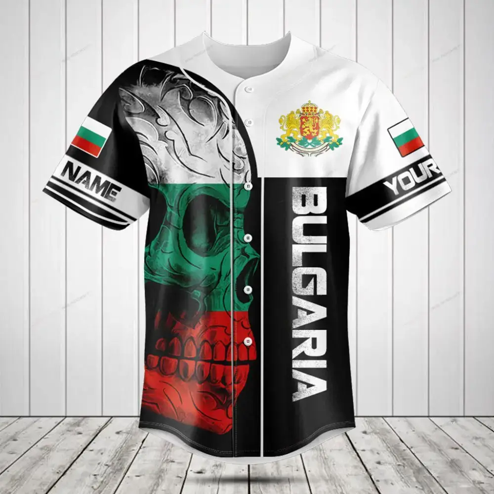 Custom Bulgaria Flag Baseball Jersey - Personalized Name & Number - Bold National Pride Design Image