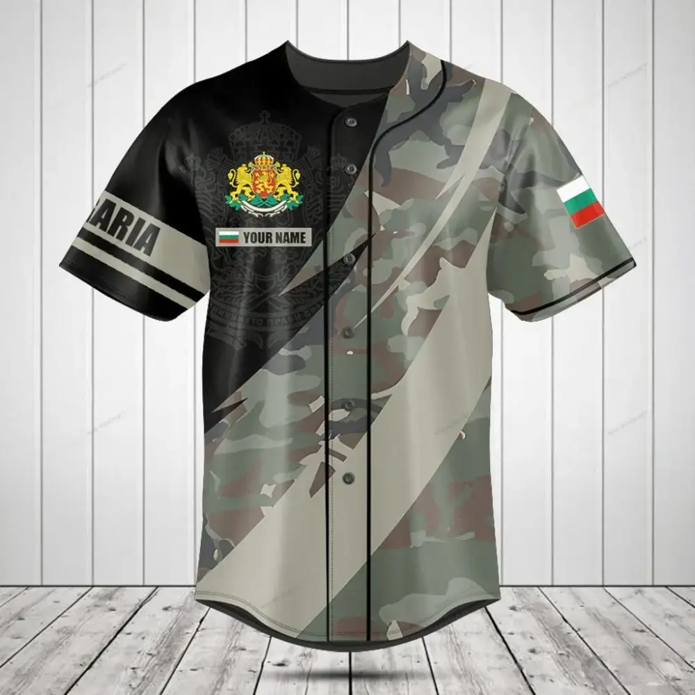 Custom Bulgarian Camo Baseball Jersey With Name - Personalize Your Style! Image