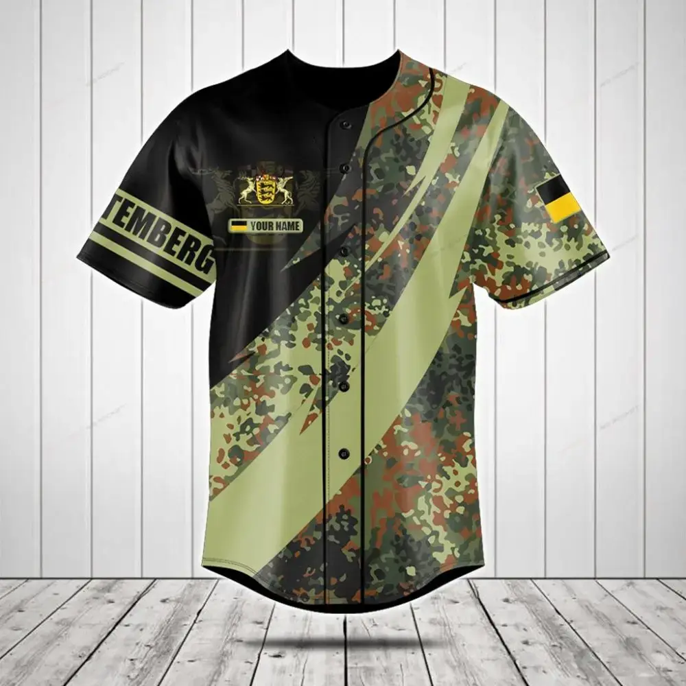 Custom Camo Baseball Jersey – Personalized Name & Bold Design For Sports Enthusiasts Image