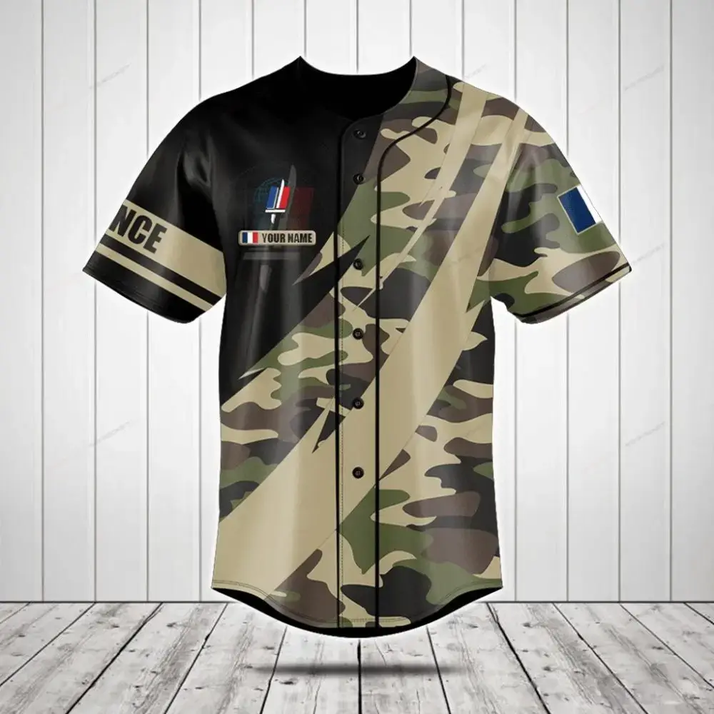 Custom Camo Baseball Jersey - Personalized Name & Number - Unique Outdoor Sportswear Image