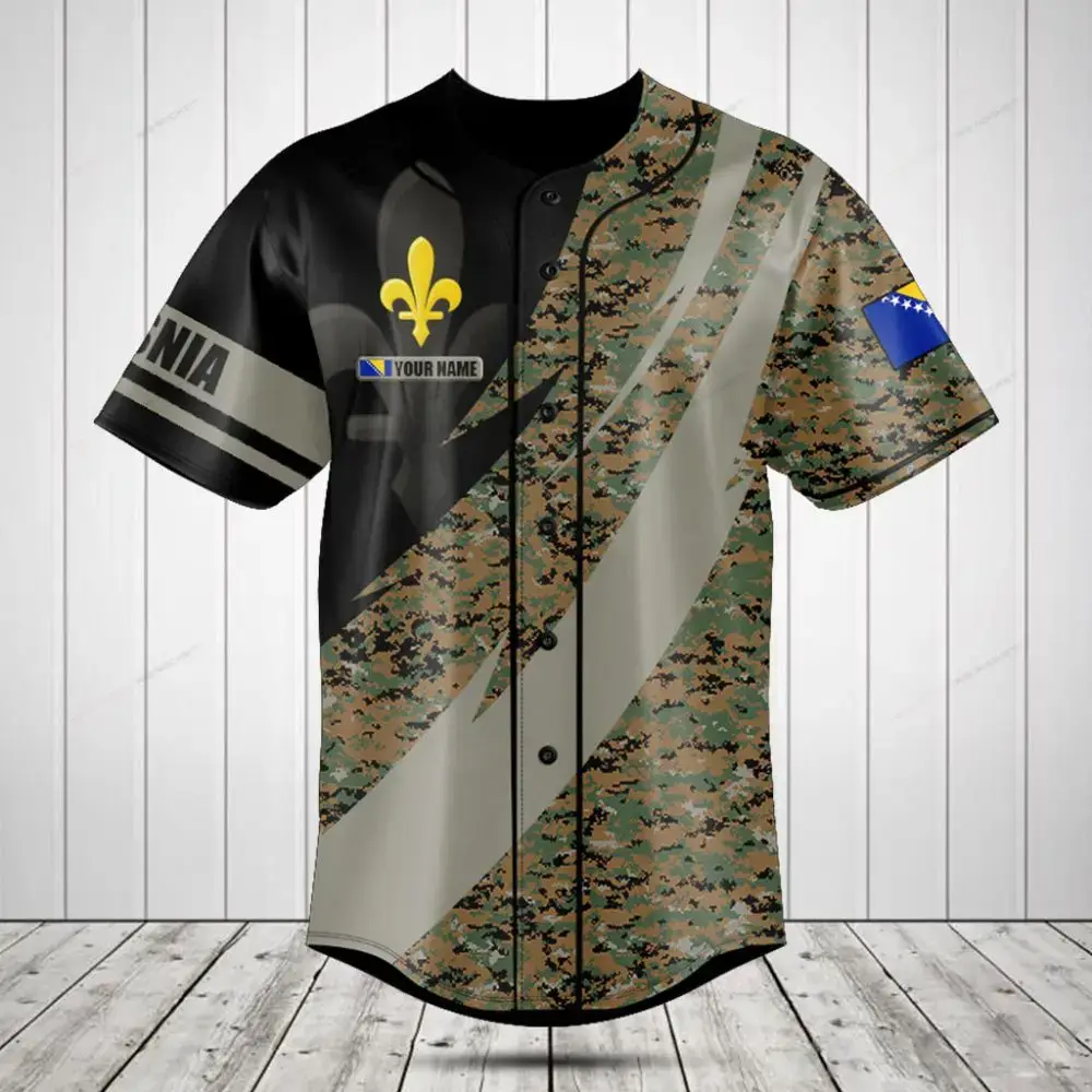 Custom Camo Baseball Jersey - Stylish Military Pattern With Unique Design & Personalization Option Image