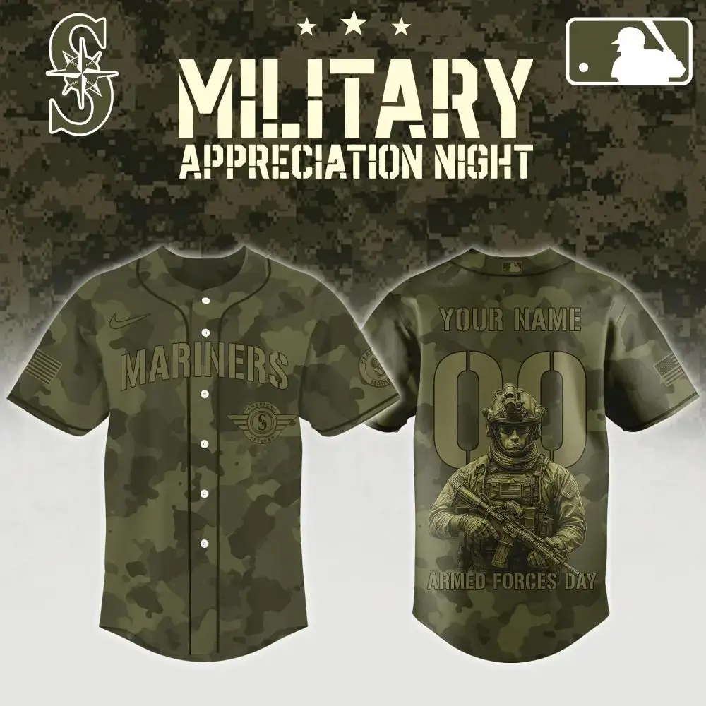 Custom Camo Mariners Jersey - Military Appreciation Night - Personalize Yours Now! Image