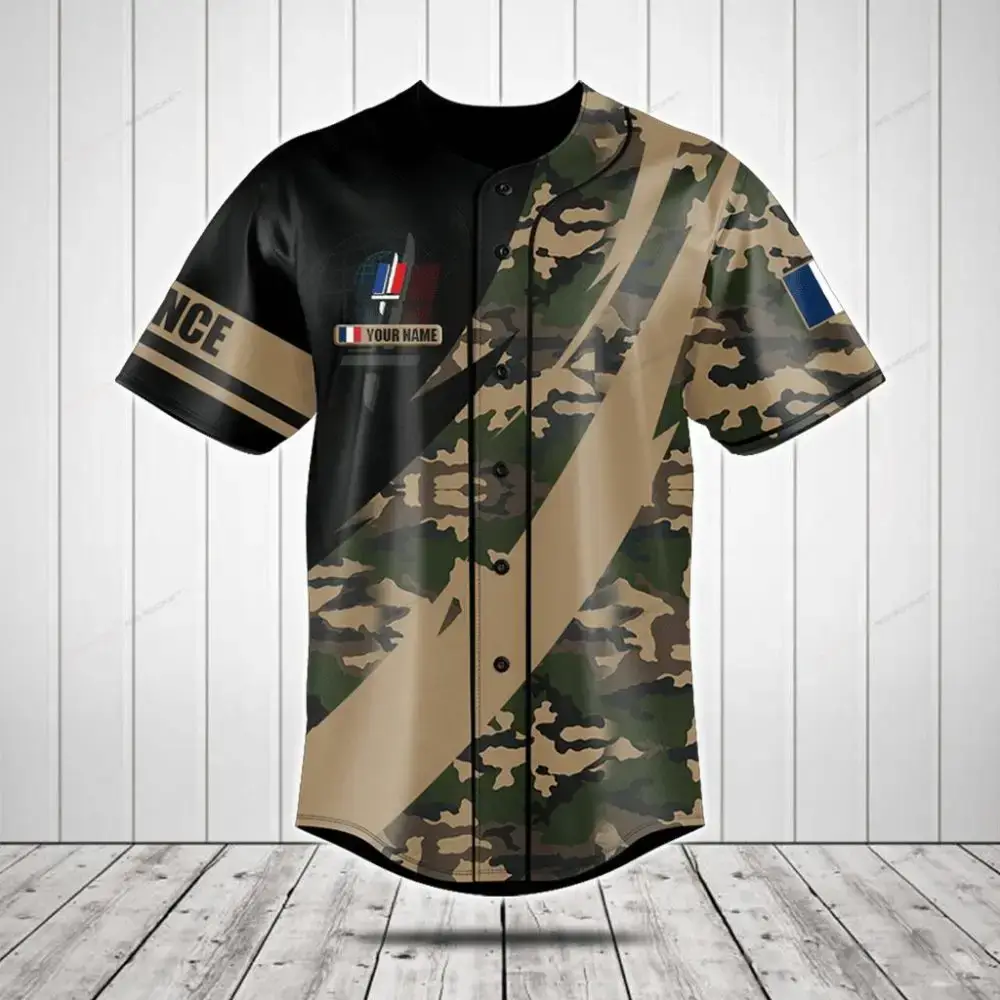 Custom Camouflage Baseball Jersey – Stylish Military Print Sportswear For Men Image