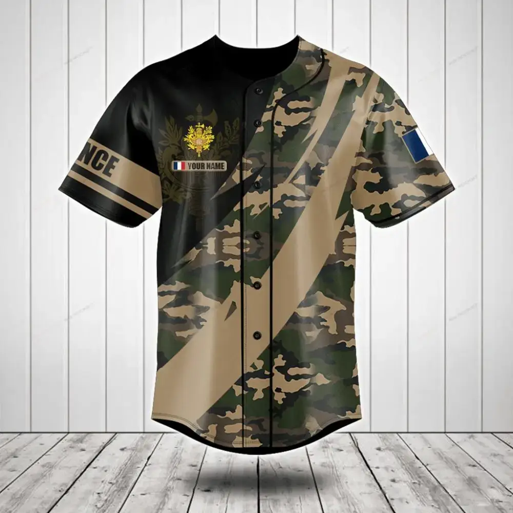 Custom Camouflage Baseball Jersey - Personalized Army Style Shirt For Men Image