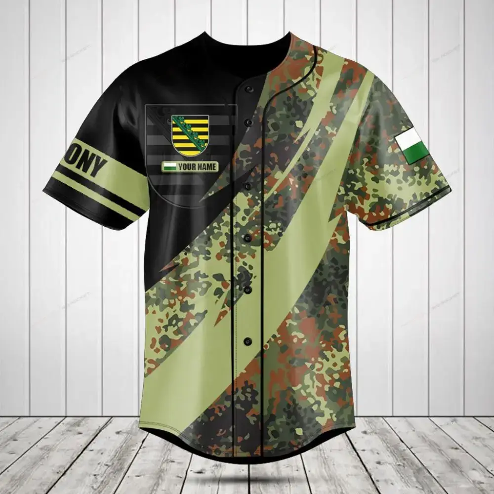 Custom Camouflage Baseball Jersey - Personalized Name & Team Logo - Stylish & Comfortable Design Image