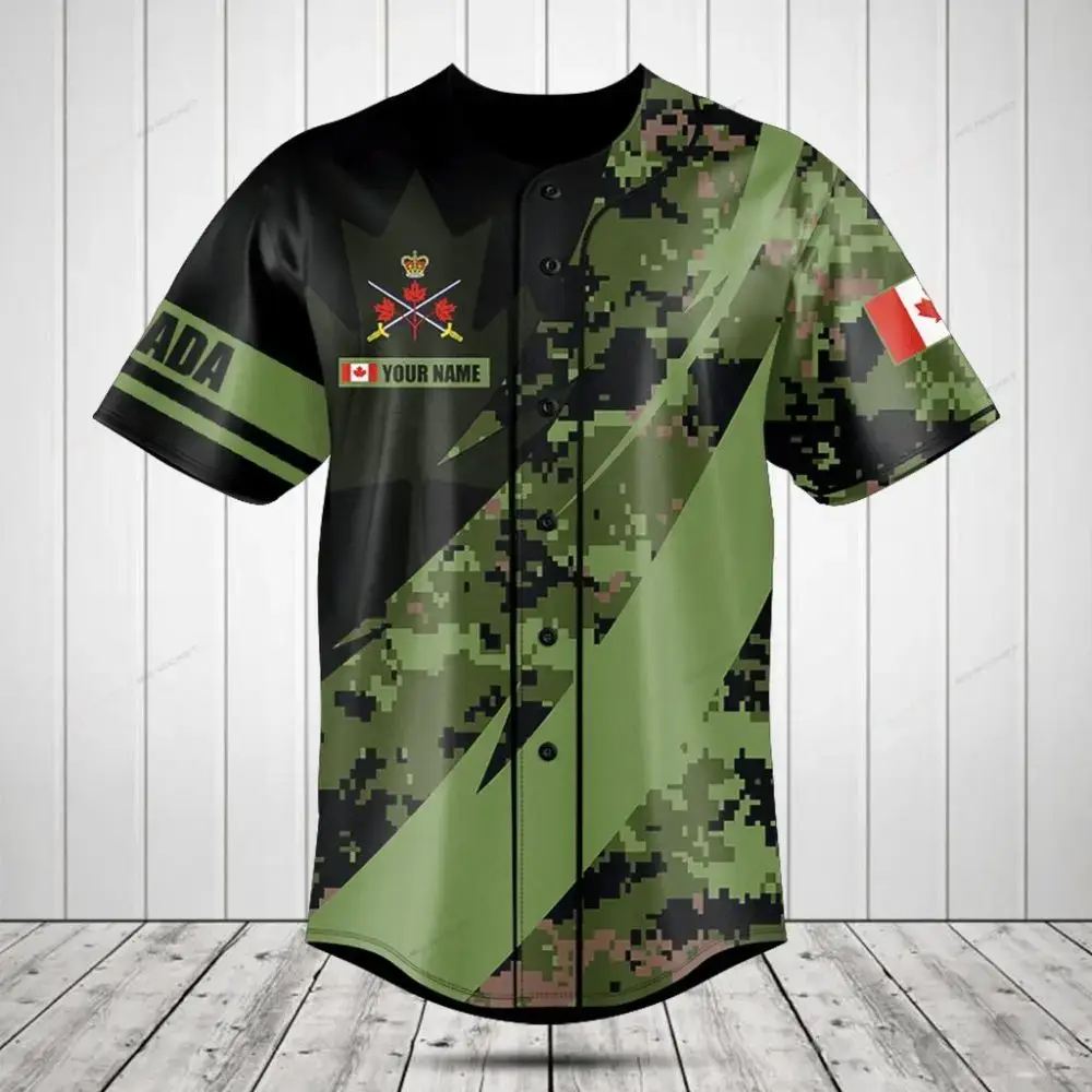 Custom Canada Camo Baseball Jersey – Personalized Name & Flag Design Image