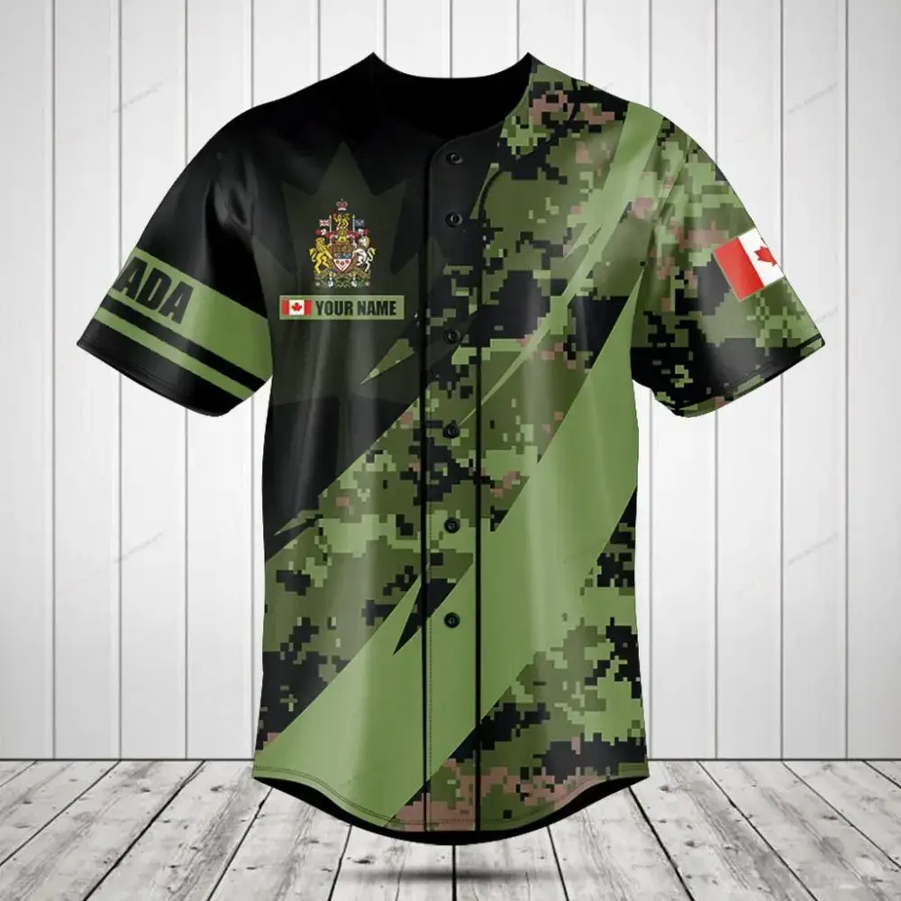 Custom Canadian Camo Baseball Jersey - Personalized Name & Flag Design Image