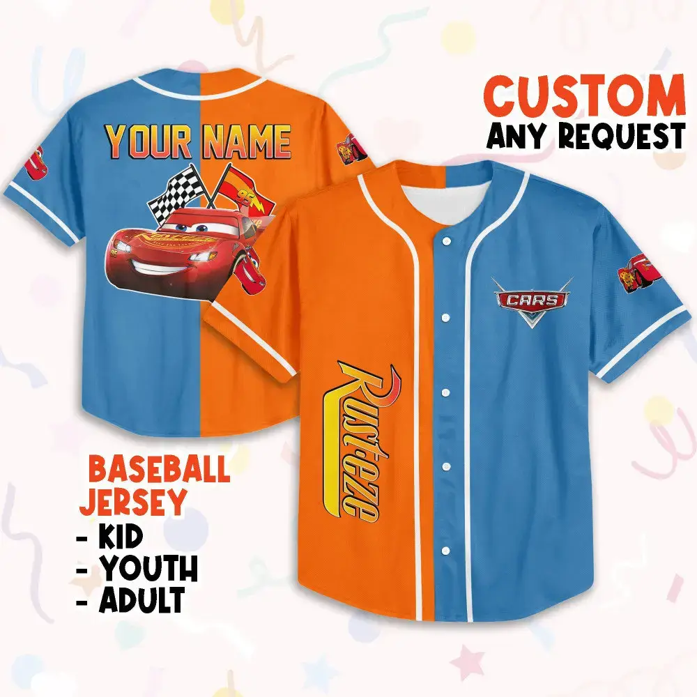 Custom Cars Baseball Jersey – Kids/Youth/Adult – Personalize With Your Name! Image