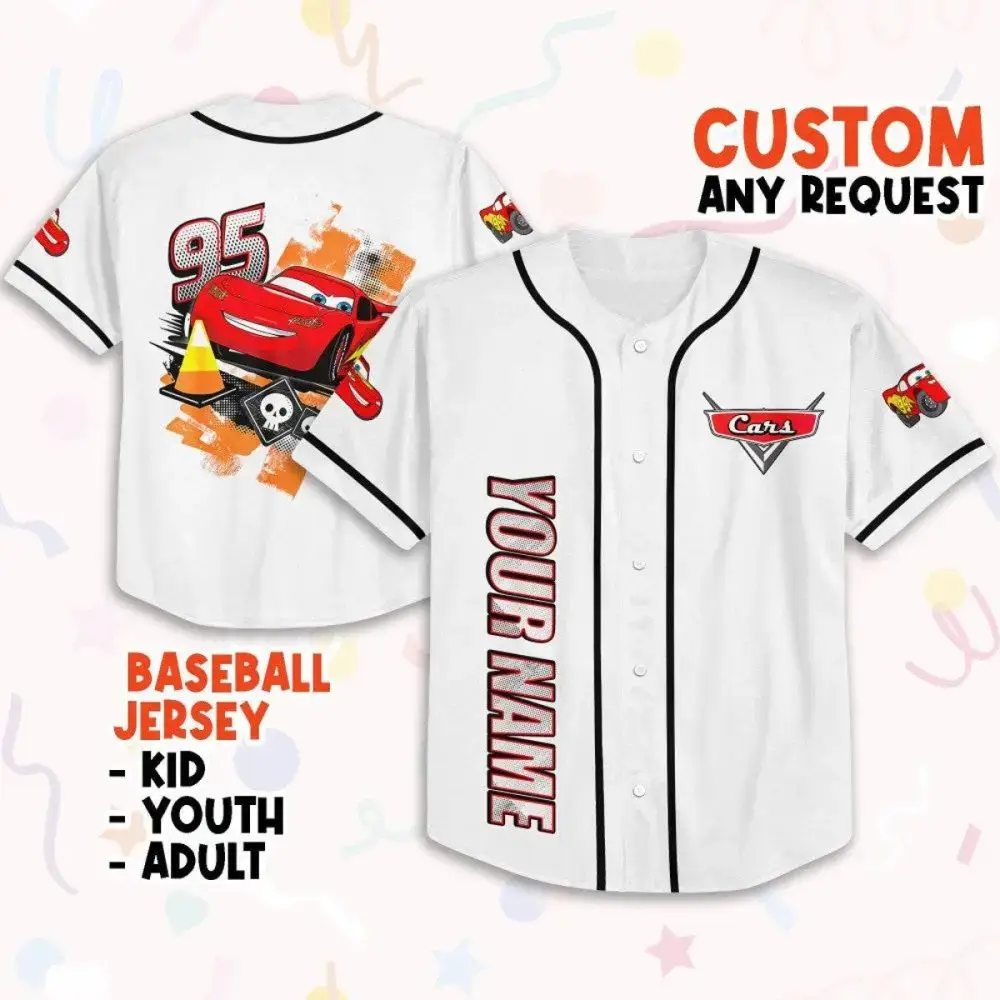 Custom Cars Baseball Jersey - Kids, Youth & Adults - Personalize Your Name! Image