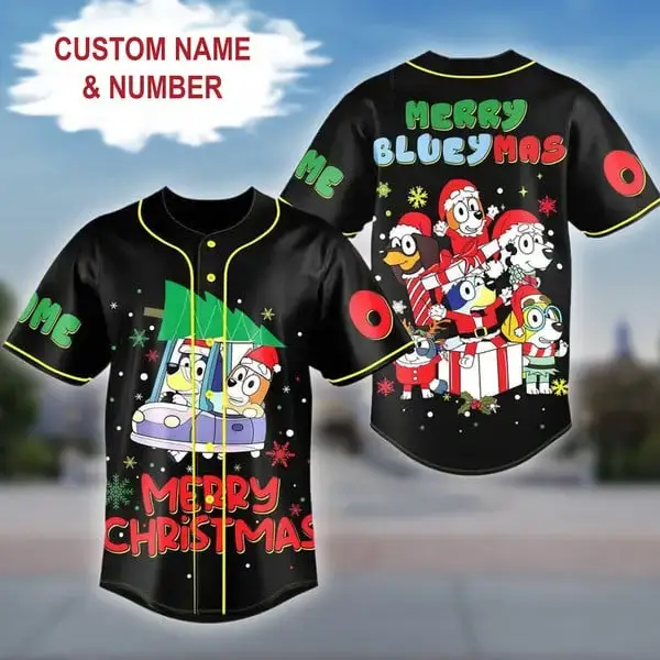 Custom Christmas Baseball Jersey - Personalized Name & Number - Festive Holiday Gift Image