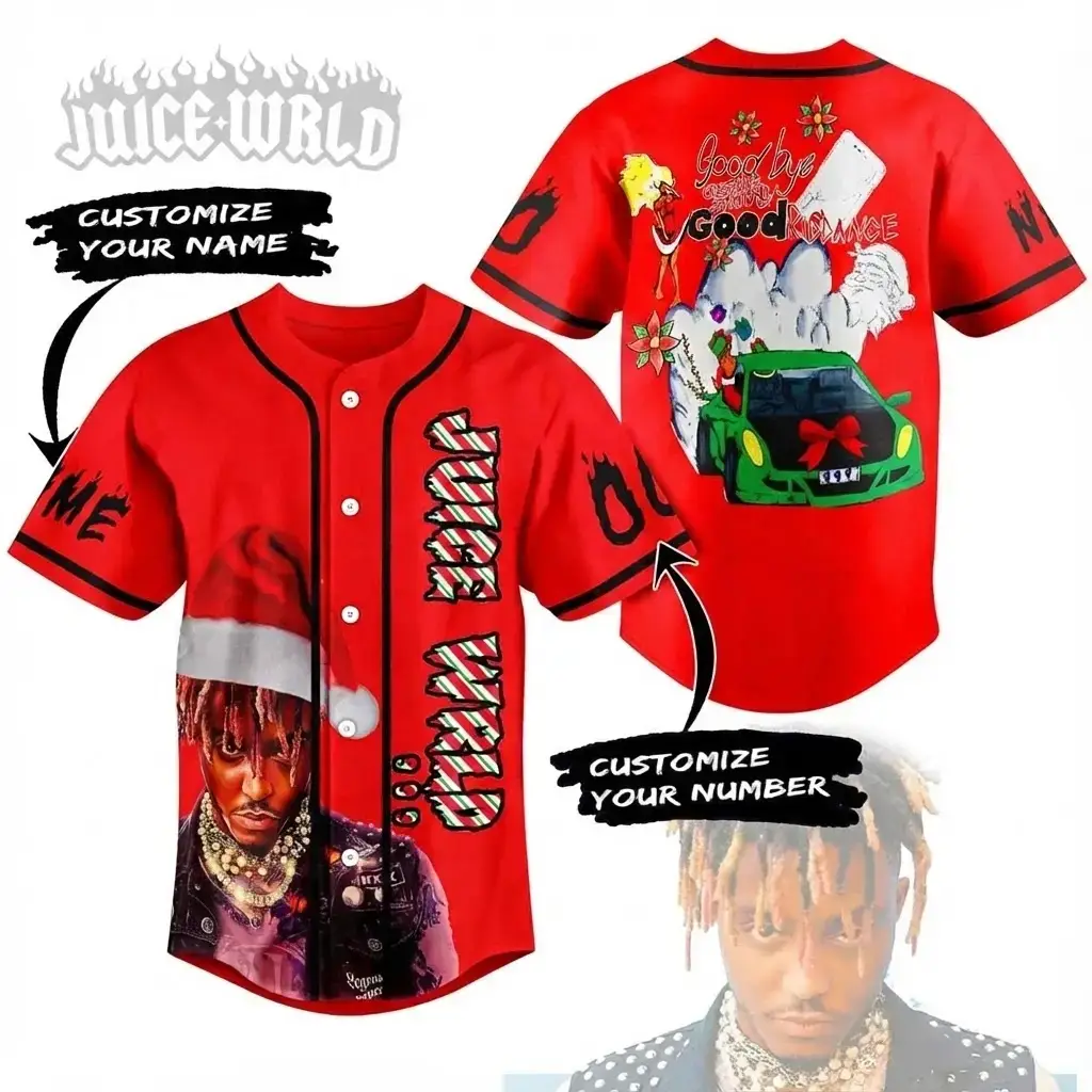 Custom Christmas Juice Wrld Baseball Jersey Image