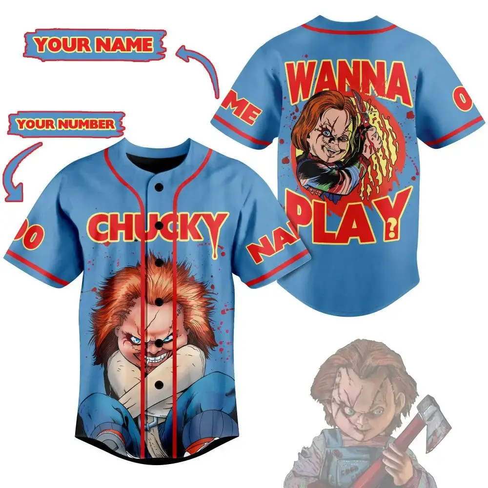 Custom Chucky Baseball Jersey - Horror Fan Gift - Personalize With Your Name & Number! Image