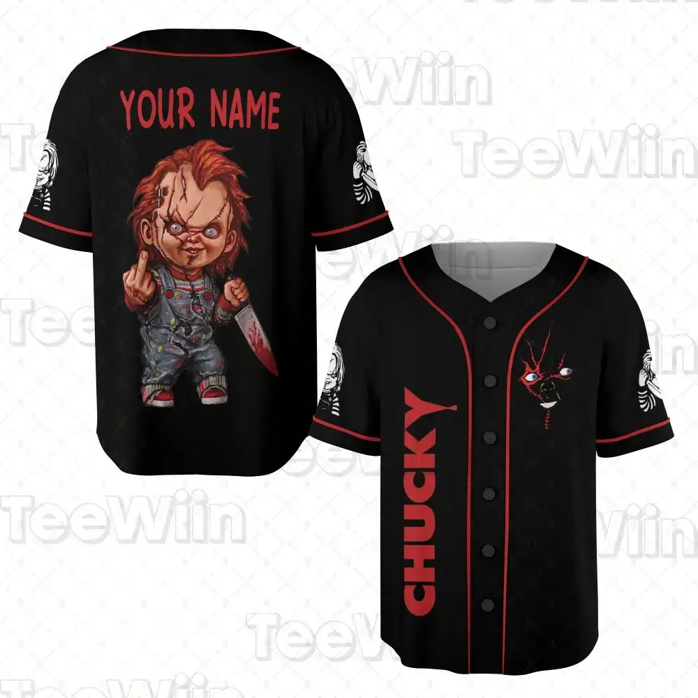 Custom Chucky Baseball Jersey - Personalized Horror Fan Gift - Unique Halloween Apparel Image
