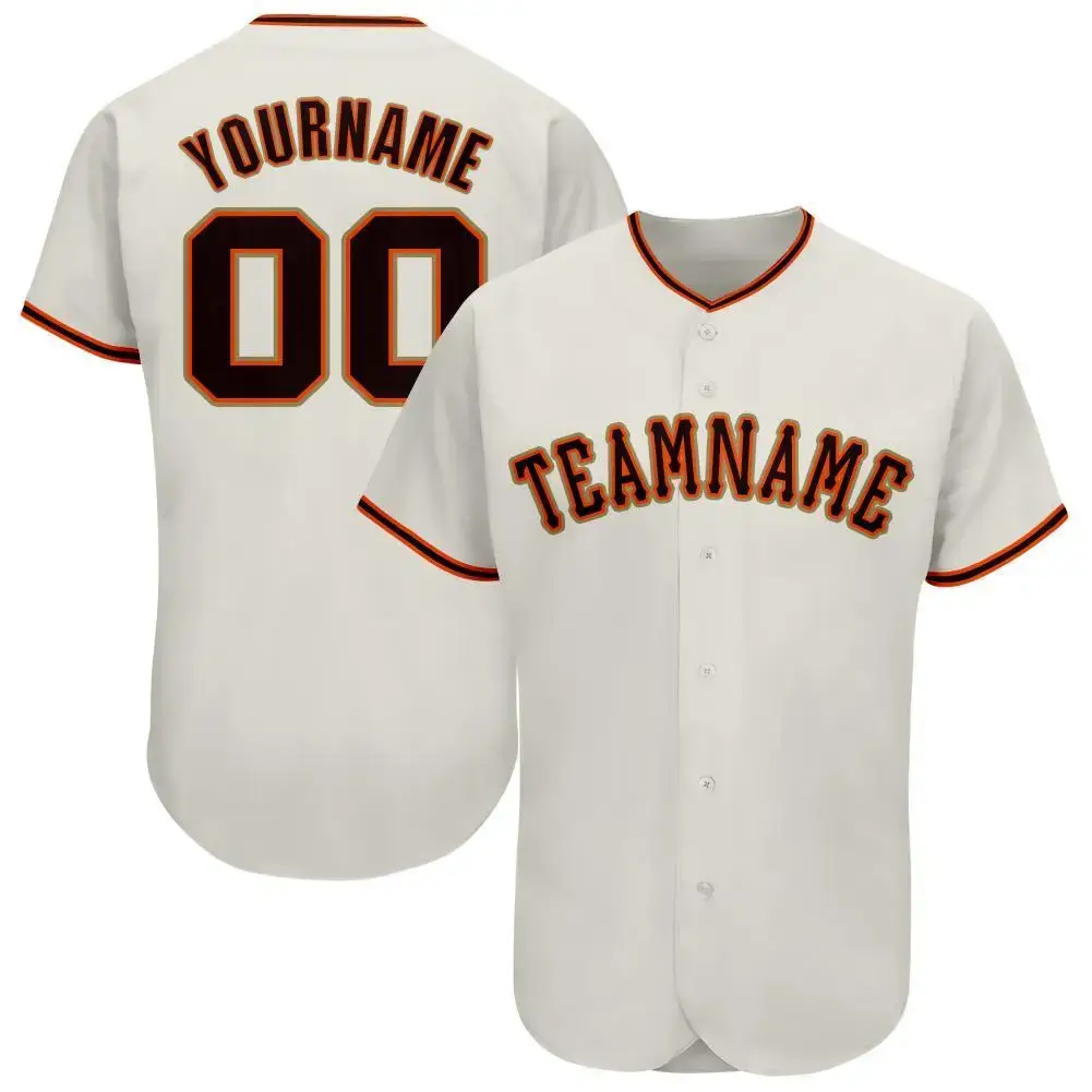 Custom Cream Black-Orange Baseball Jersey Image