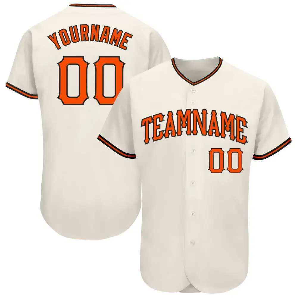 Custom Cream Orange-Black Authentic Baseball Jersey Image