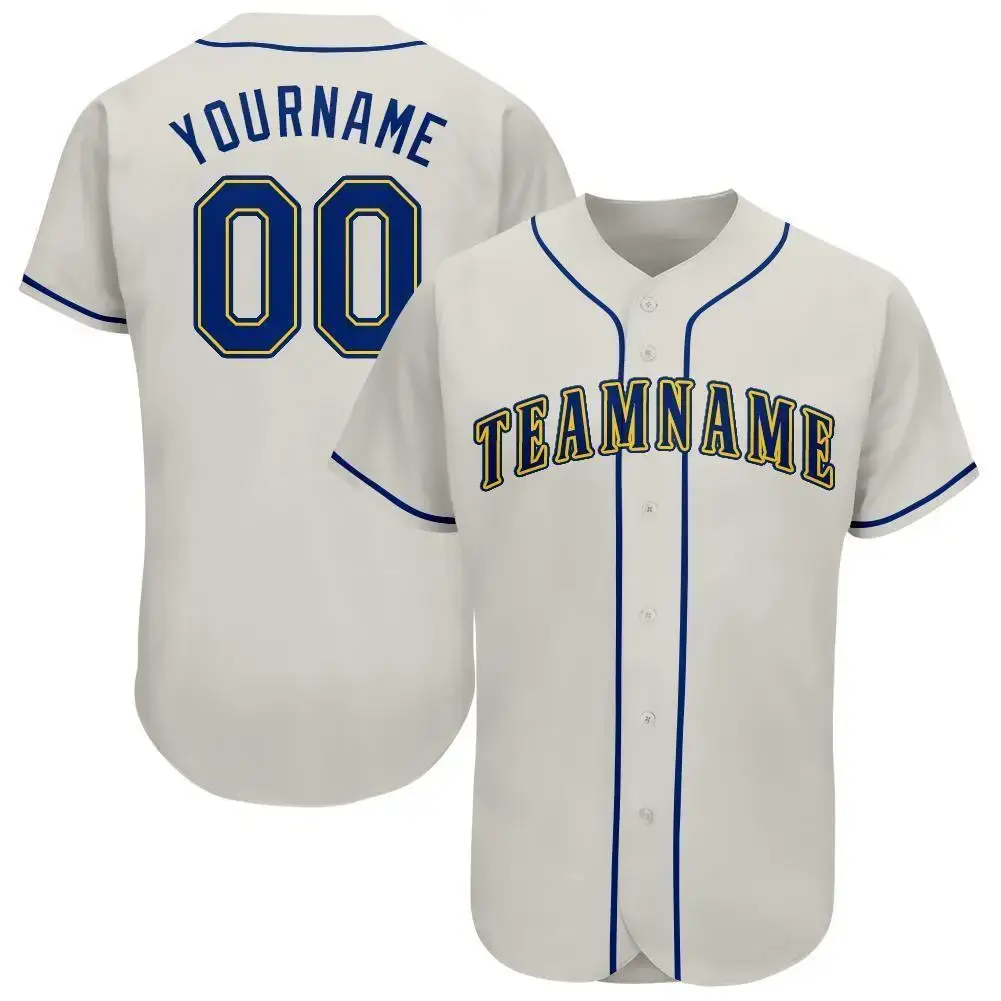 Custom Cream Royal-Gold Baseball Jersey Image