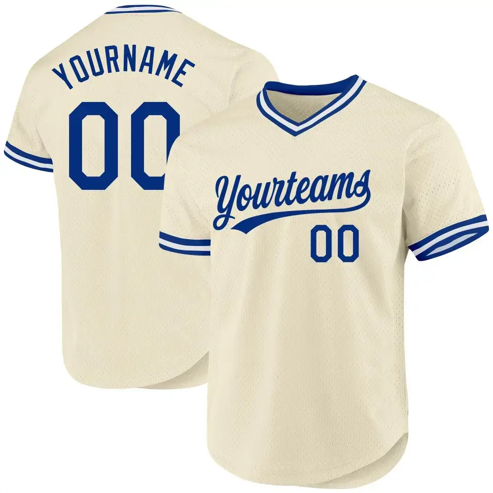 Custom Cream Royal-White Authentic Throwback Baseball Jersey Image