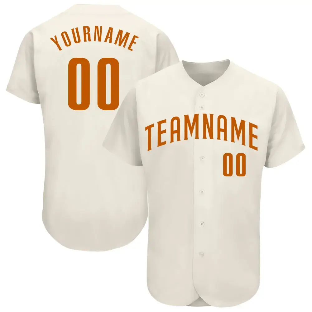 Custom Cream Texas Orange Authentic Baseball Jersey Image