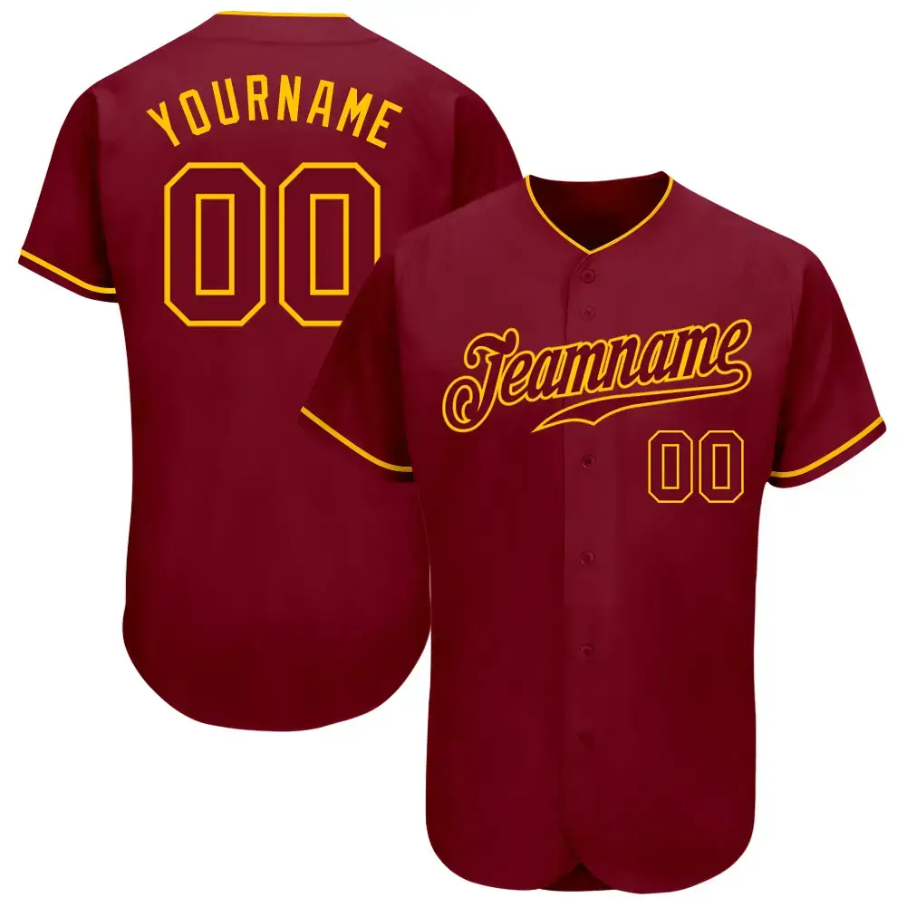 Custom Crimson Crimson-Gold Authentic Baseball Jersey Image