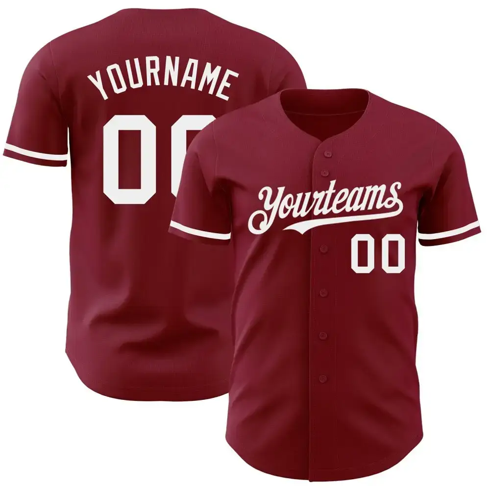 Custom Crimson White Authentic Baseball Jersey Image