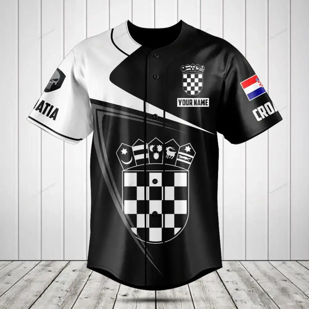 Custom Croatia Baseball Jersey – Personalized Name & Flag Design, Unisex, High-Quality Fabric Image